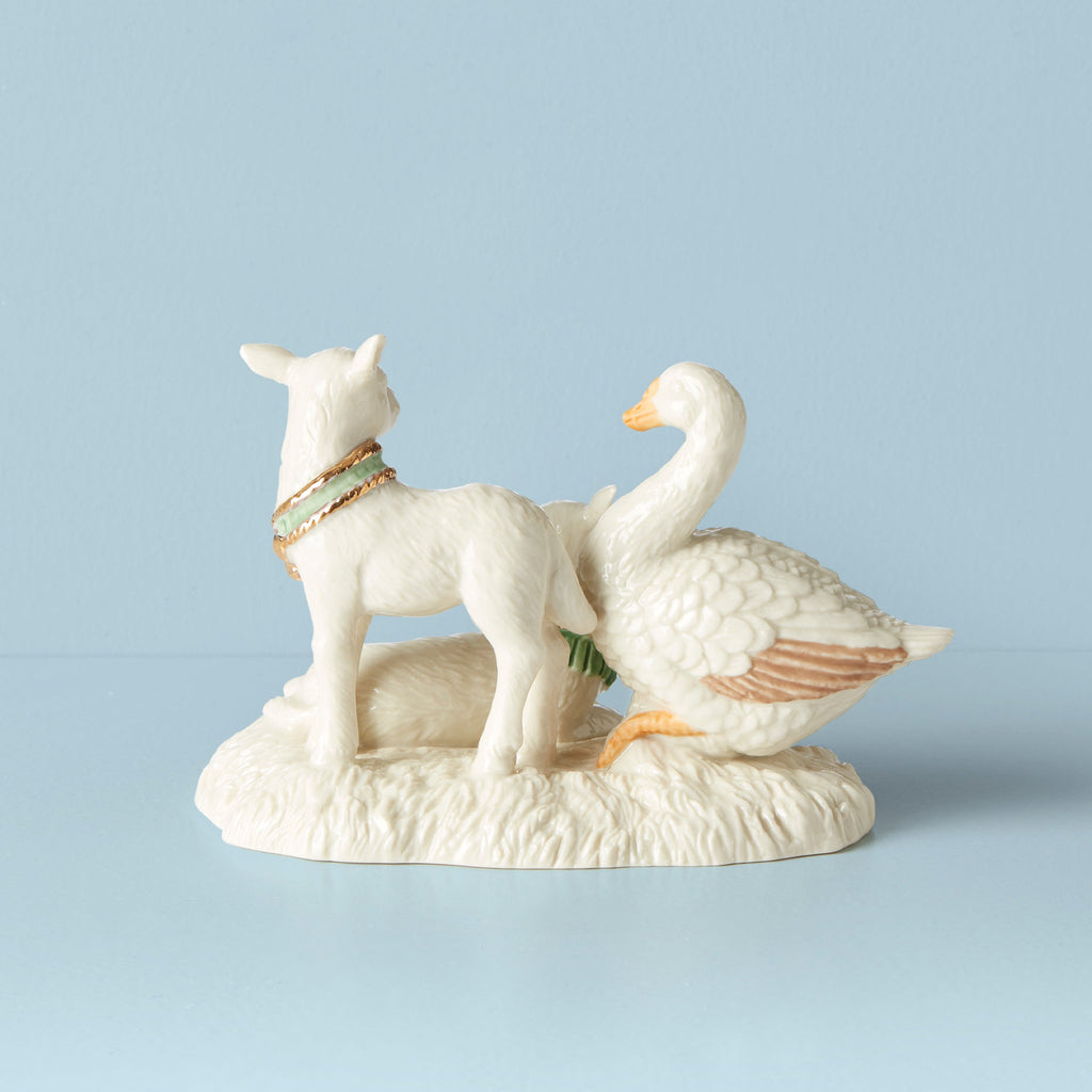 Lenox First Blessing Goose & Lambs Figurine, porcelain (view 2)