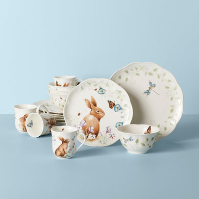 Lenox Butterfly Meadow Bunny 16-Piece Dinnerware Set, porcelain