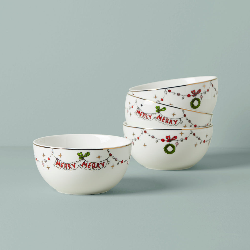 Lenox Merry Grinchmas All-Purpose Bowls, Set of 4 Assorted, porcelain
