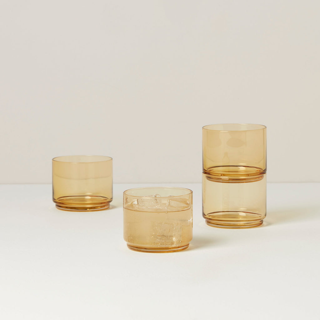 Lenox Tuscany Classics Stackable Amber Short Glasses, Set of 4, glass