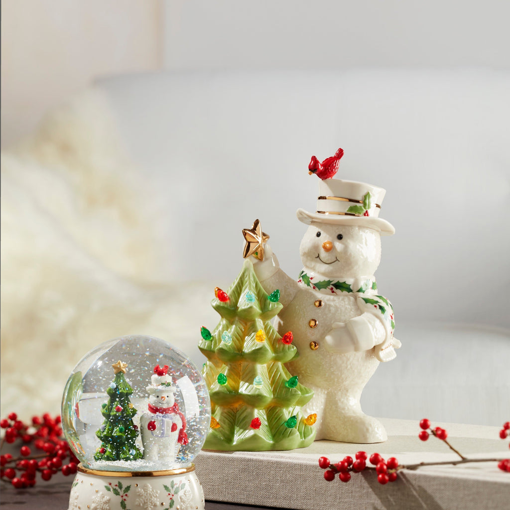 Lenox Happy Holly Days Snow Globe, porcelain (view 3)