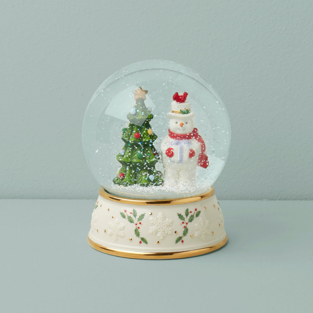 Lenox Happy Holly Days Snow Globe, porcelain