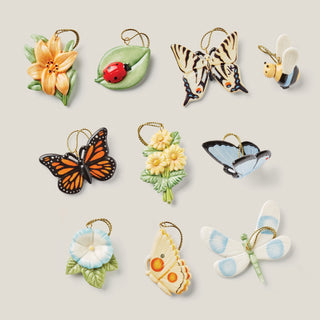 Lenox Butterfly Meadow 10-Piece Mini Ornament Set, porcelain