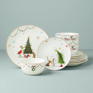 Lenox Merry Grinchmas 12-Piece Dinnerware Set, porcelain