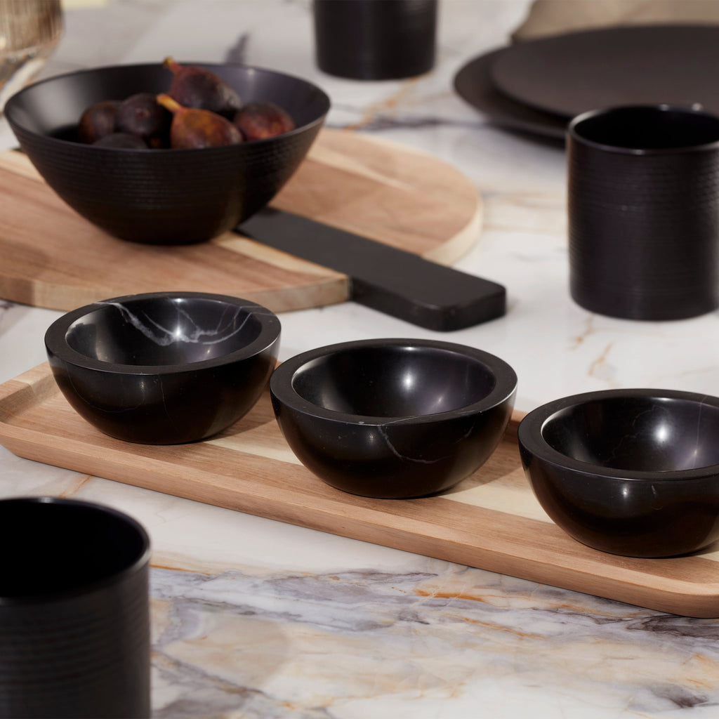 Lenox LX Collective Tray with 3 Dip Bowls, marble/wood (view 5)