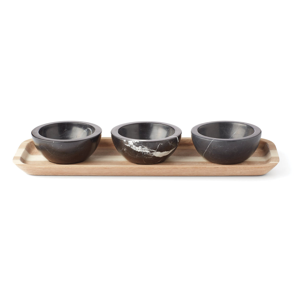 Lenox LX Collective Tray with 3 Dip Bowls, marble/wood (view 21)