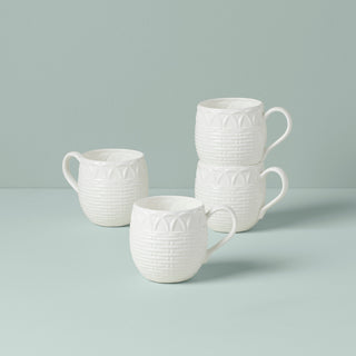 Lenox Wicker Creek Mugs, Set of 4, bone china