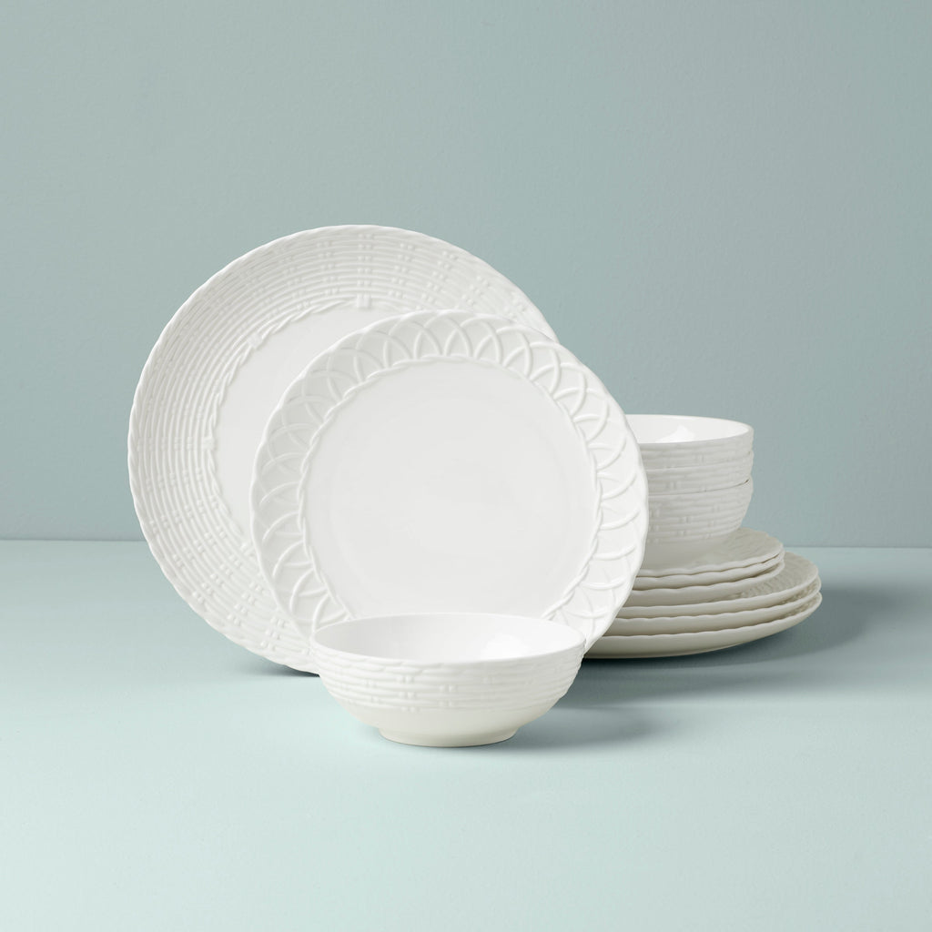 Lenox Wicker Creek 12-Piece Dinnerware Set, bone china