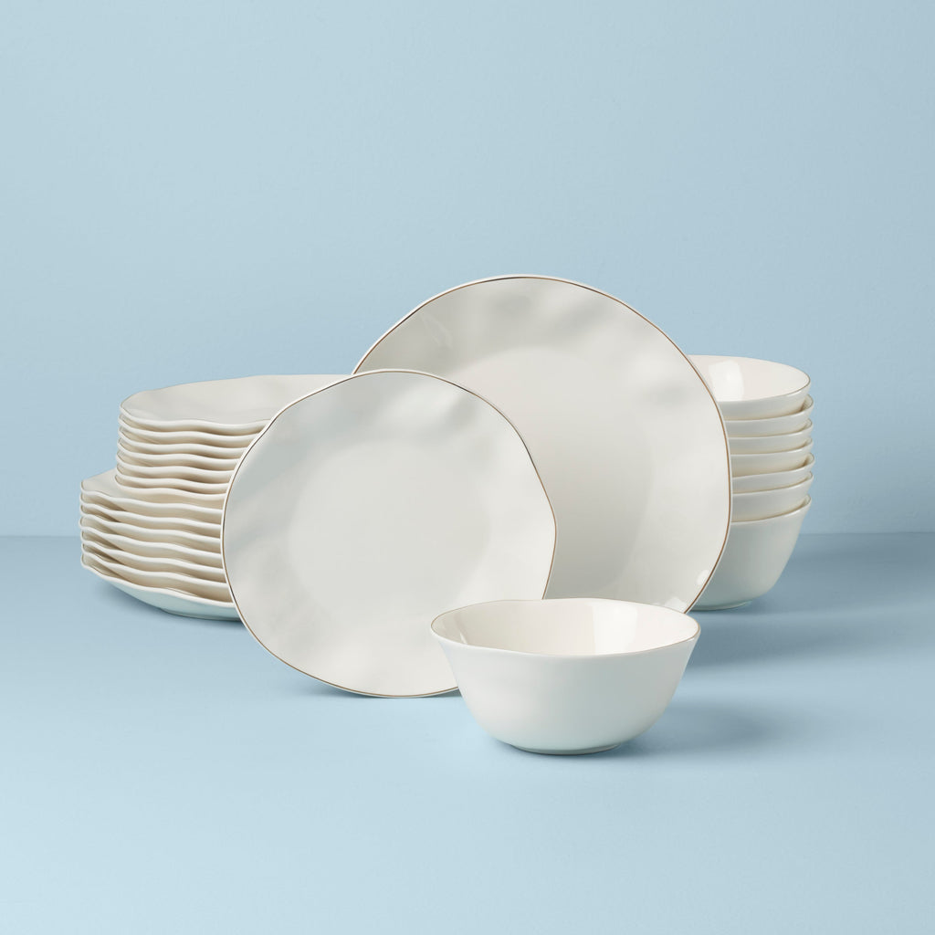 Lenox Blue Bay White 24-Piece Dinnerware Set, porcelain