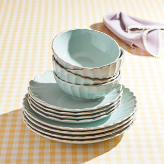 Lenox French Perle Scallop Ice Blue 12-Piece Dinnerware Set, stoneware (view 2)