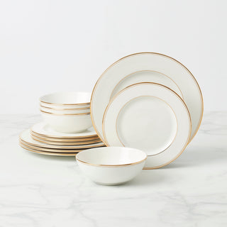 Lenox Federal Gold 12-Piece Dinnerware Set, bone china