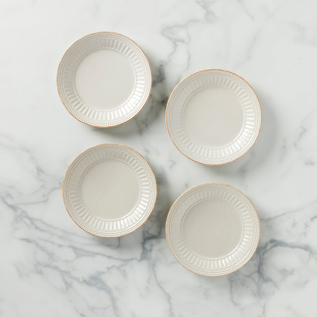 Lenox French Perle Groove White Dessert Plates, Set of 4, stoneware