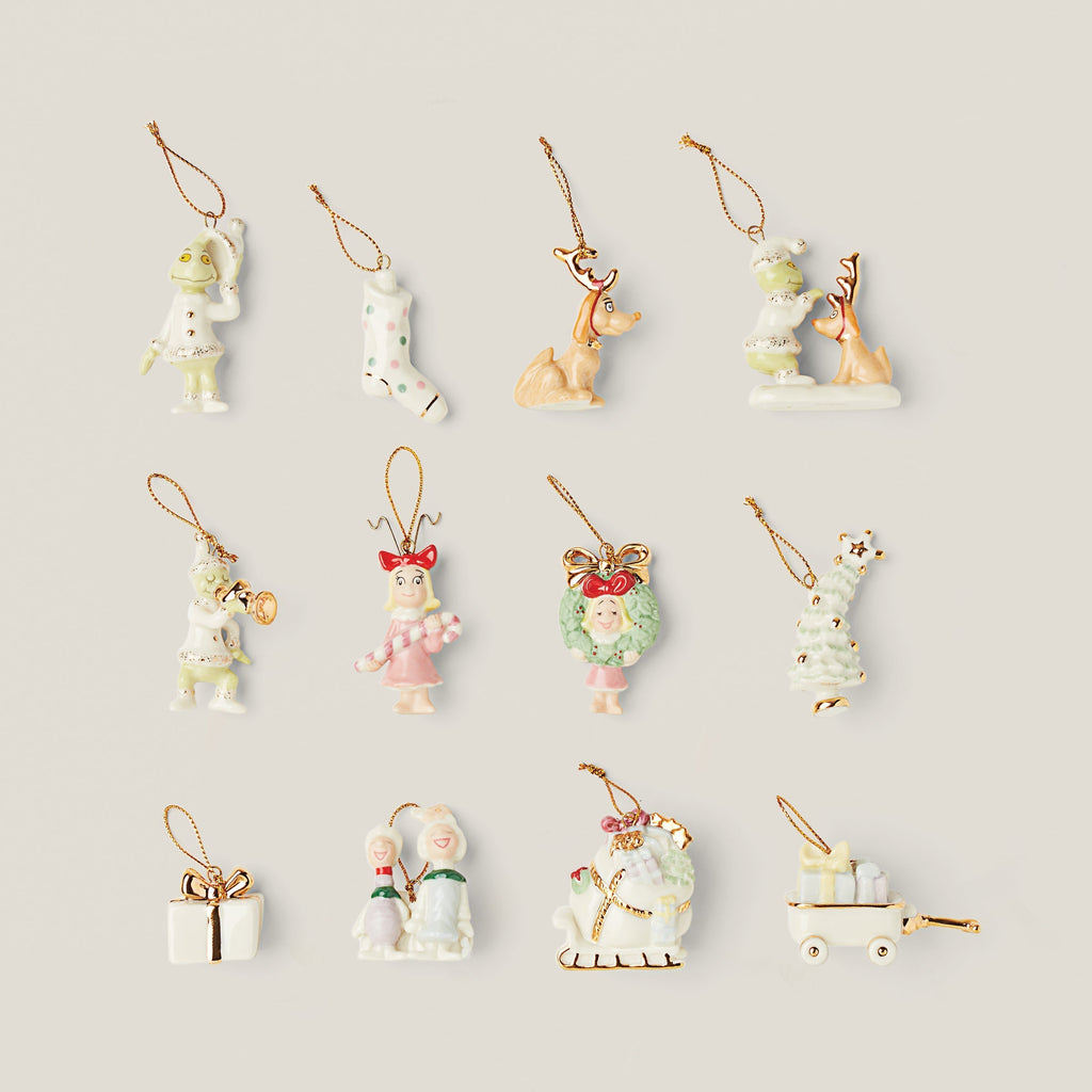 Lenox How The Grinch Stole Christmas 12-Piece Mini Ornament Set, porcelain