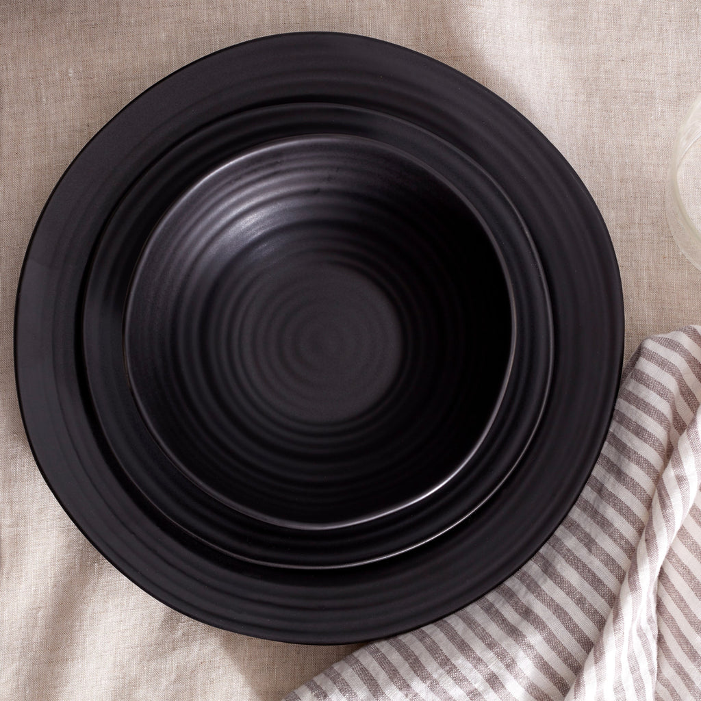 Oneida Ridge Black 12-Piece Dinnerware Set, stoneware (view 5)