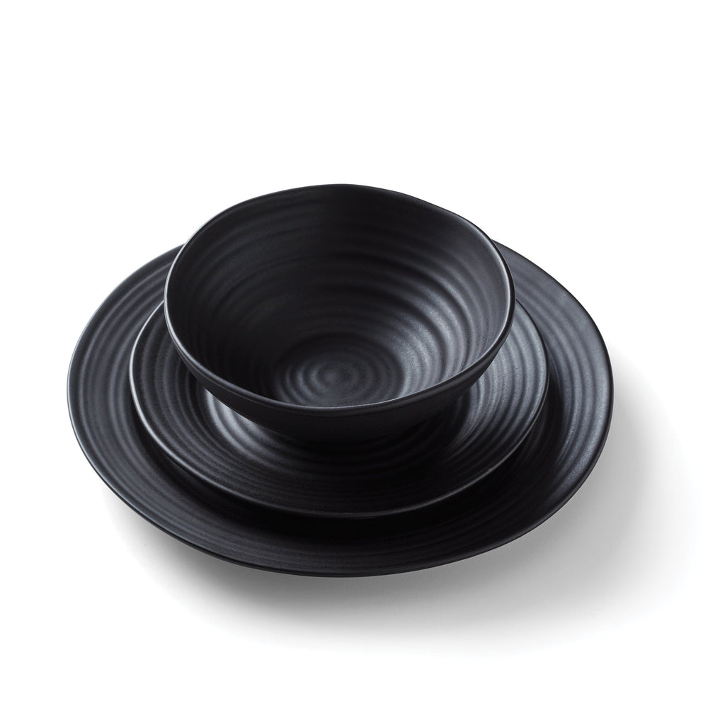 Oneida Ridge Black 12-Piece Dinnerware Set, stoneware (view 9)