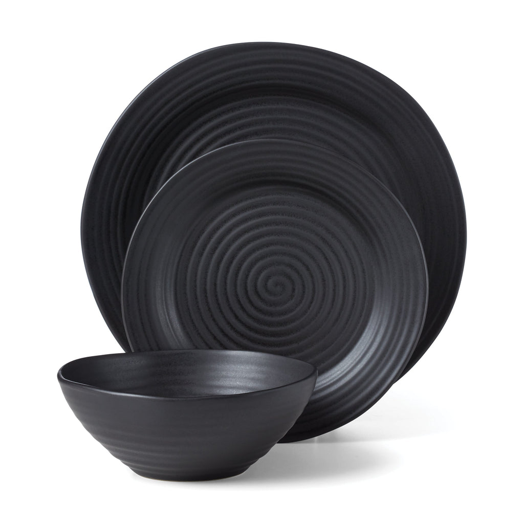 Oneida Ridge Black 12-Piece Dinnerware Set, stoneware (view 8)