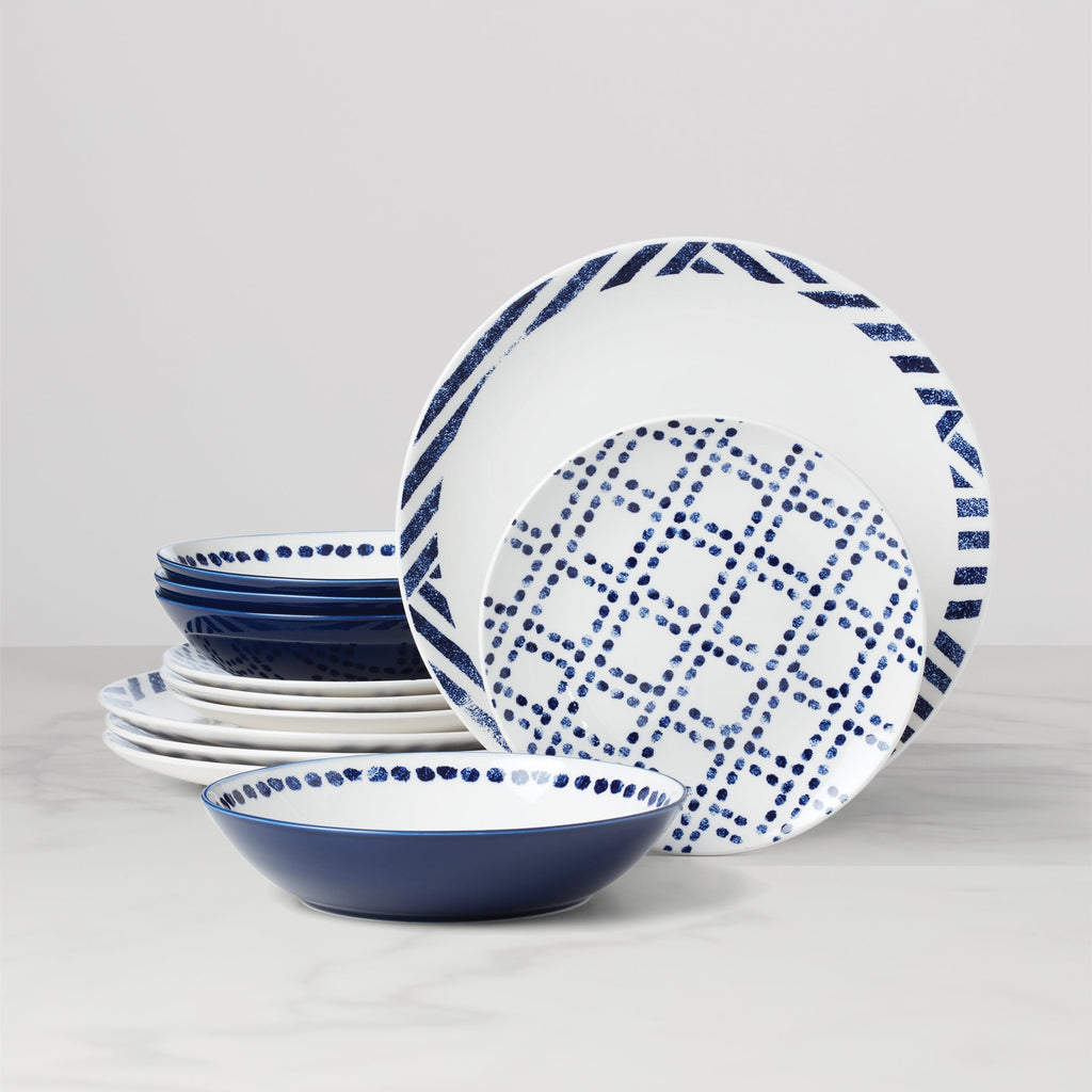 Oneida Harbour 12-Piece Dinnerware Set, porcelain