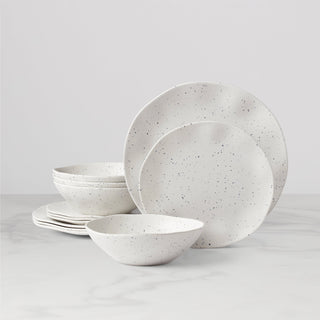 Oneida Terrazzo Melamine Cream 12-Piece Dinnerware Set, melamine