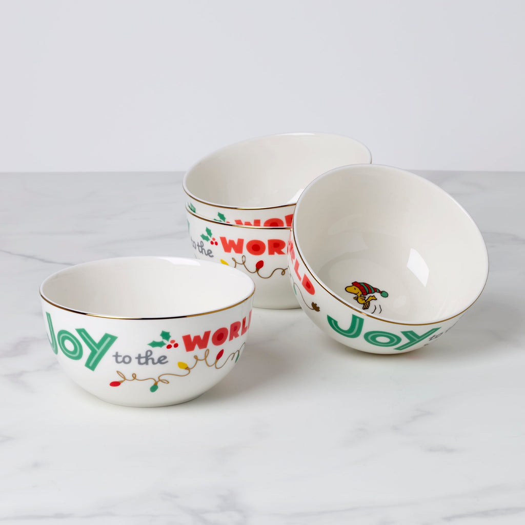 Lenox Snoopy Christmas All-Purpose Bowls, Set of 4, porcelain