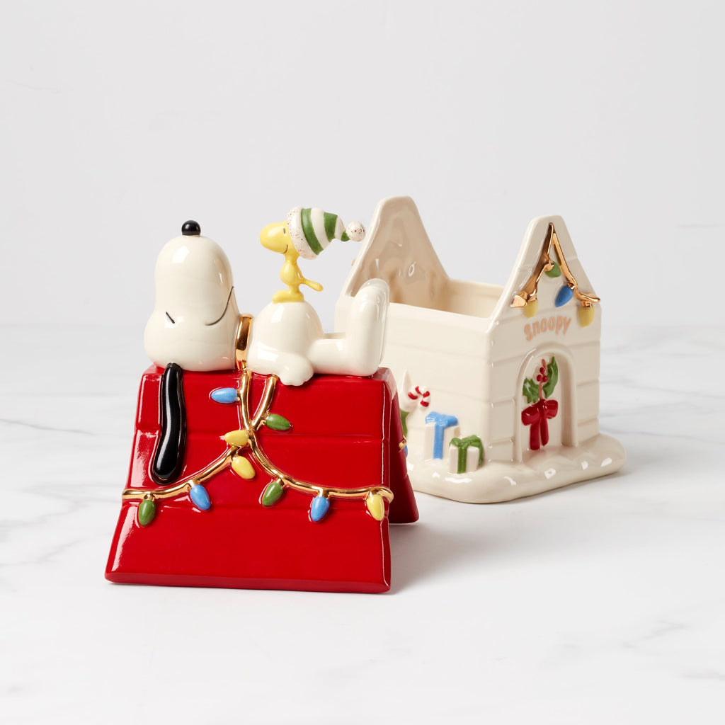 Lenox Snoopy Christmas Covered Candy Dish, porcelain (view 4)