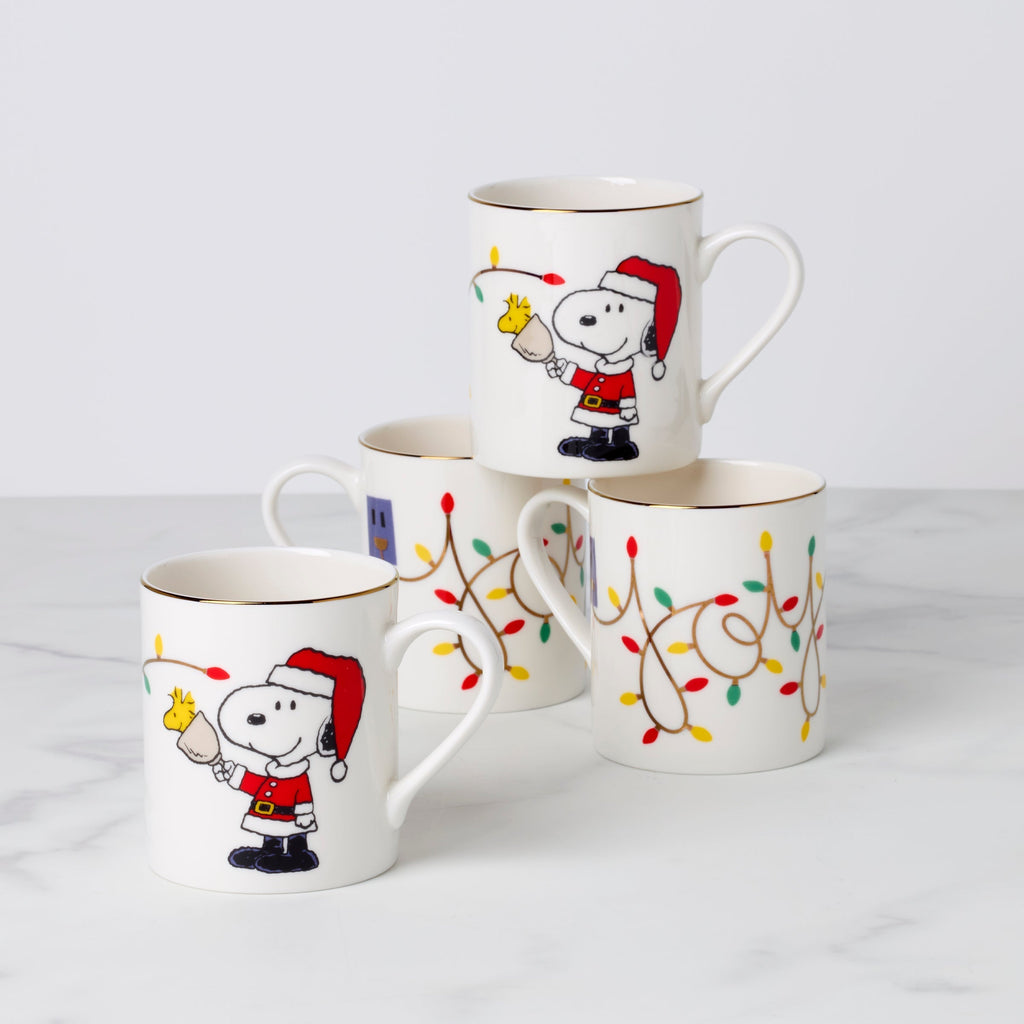 Lenox Snoopy Christmas Mugs, Set of 4, porcelain (view 2)