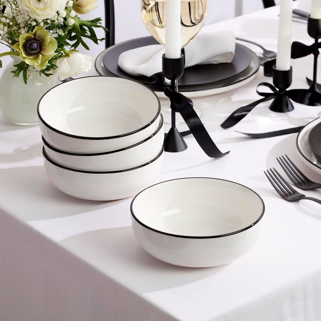 Oneida 24 Seven Black Rim 12-Piece Dinnerware Set, porcelain (view 2)