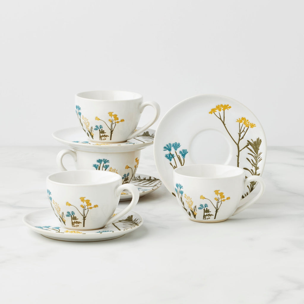 Lenox Wildflowers 8-Piece Espresso Cups & Saucers Set, stoneware