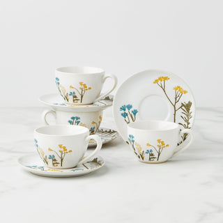 Lenox Wildflowers 8-Piece Espresso Cups & Saucers Set, stoneware