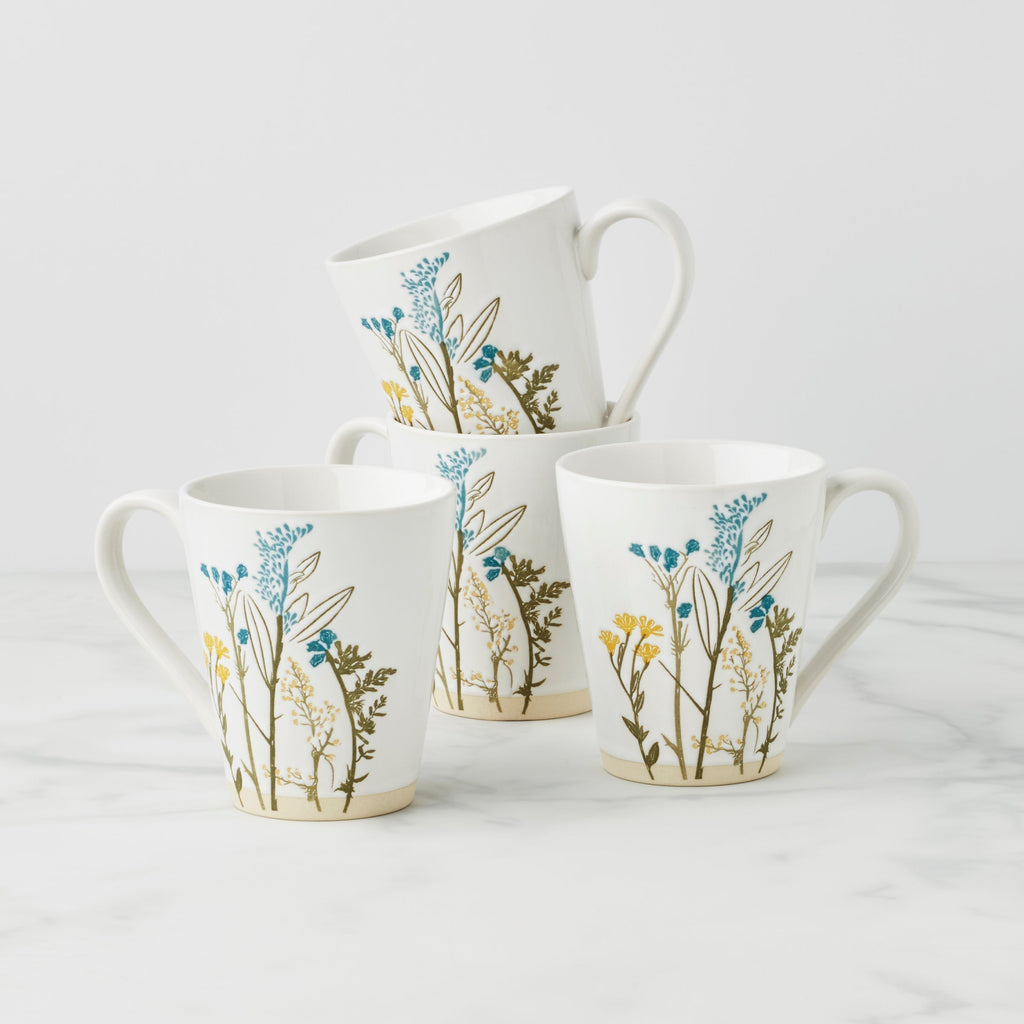 Lenox Wildflowers Mugs, Set of 4, stoneware