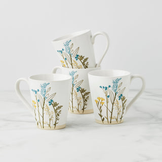 Lenox Wildflowers Mugs, Set of 4, stoneware