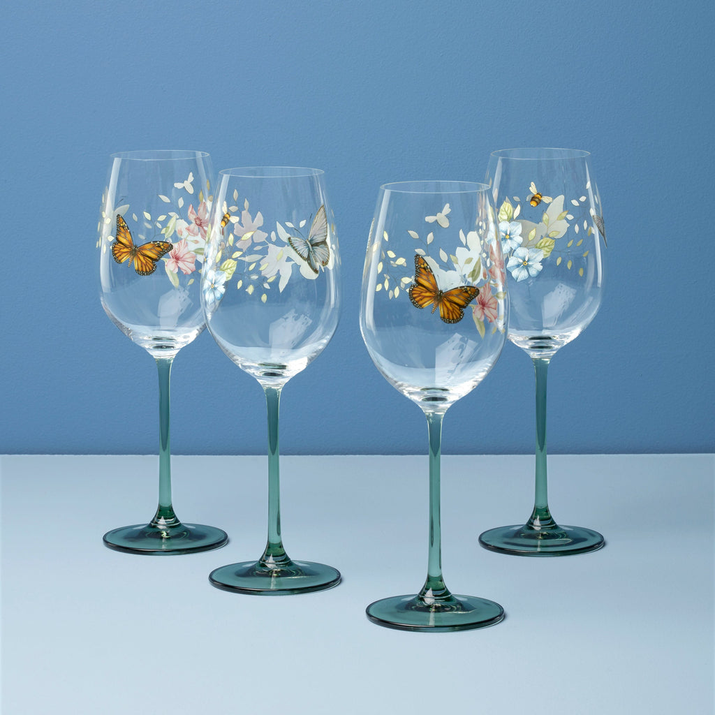Lenox Butterfly Meadow Wine Glasses, Set of 4, glass