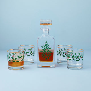 Lenox Holiday 5-Piece Decanter & Whiskey Glass Set, glass (view 2)