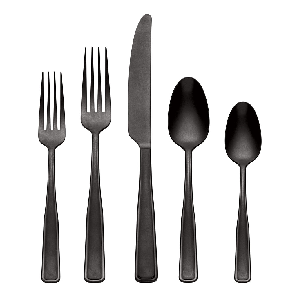 Oneida Reid Black Vintage 20-Piece Flatware Set, 18/0 stainless steel
