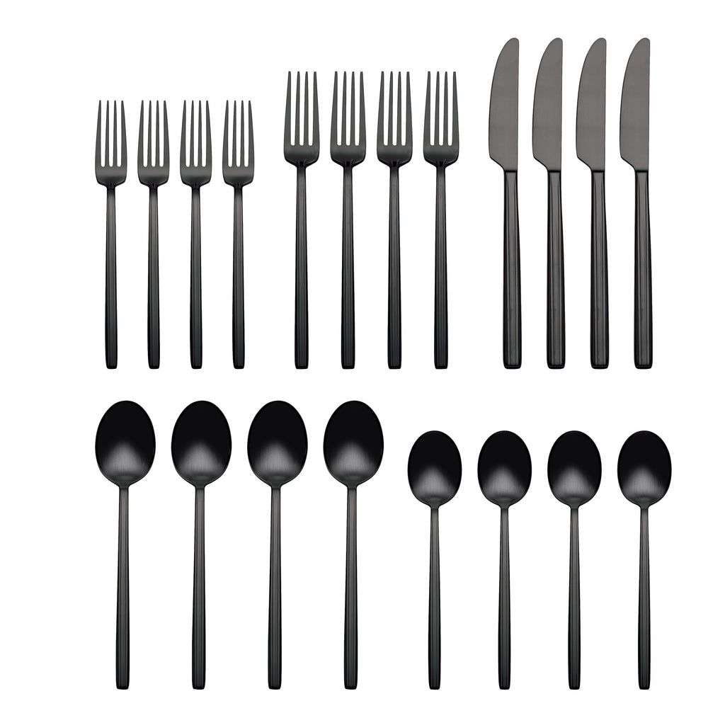 Oneida Dean Black Satin 20-Piece Flatware Set, 18/0 stainless steel (view 2)