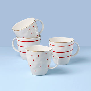 Lenox Garnet Bay Mugs, Set of 4, porcelain