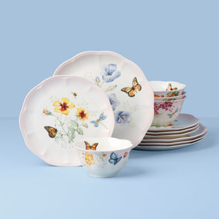 Lenox Butterfly Meadow Pink 12-Piece Dinnerware Set, porcelain