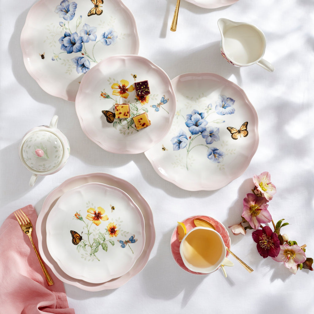 Lenox Butterfly Meadow Pink 12-Piece Dinnerware Set, porcelain (view 2)