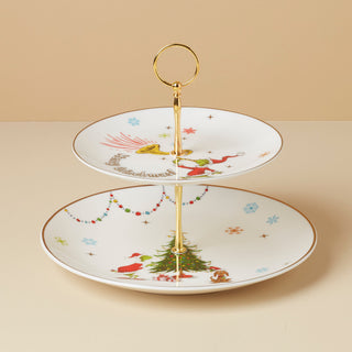Lenox Merry Grinchmas 2-Tiered Server, porcelain
