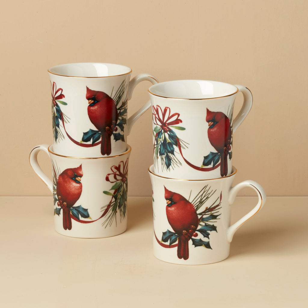 Lenox Winter Greetings Mugs, Set of 4, porcelain