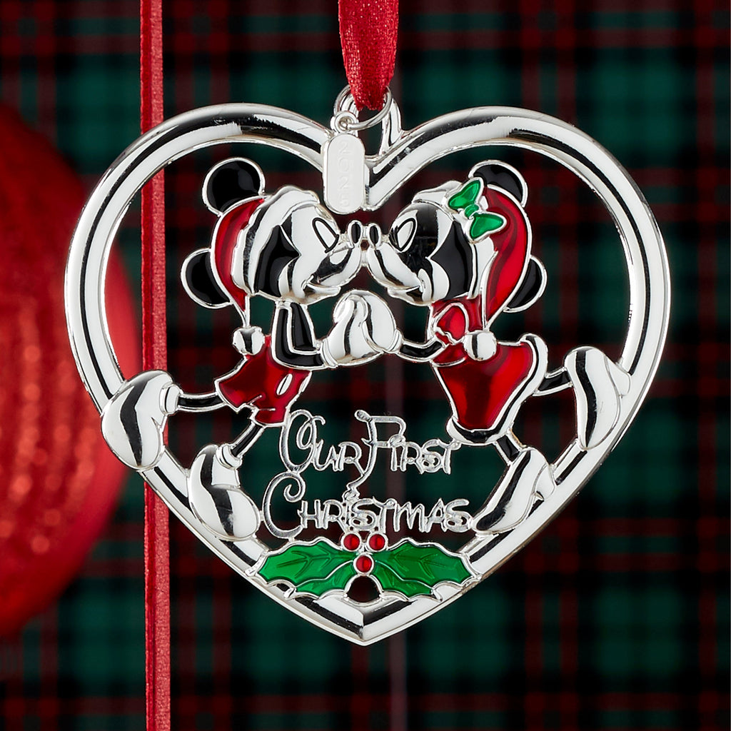 Lenox 2025 Our 1st Christmas Mickey & Minnie Ornament, nickleplate/zinc alloy (view 2)