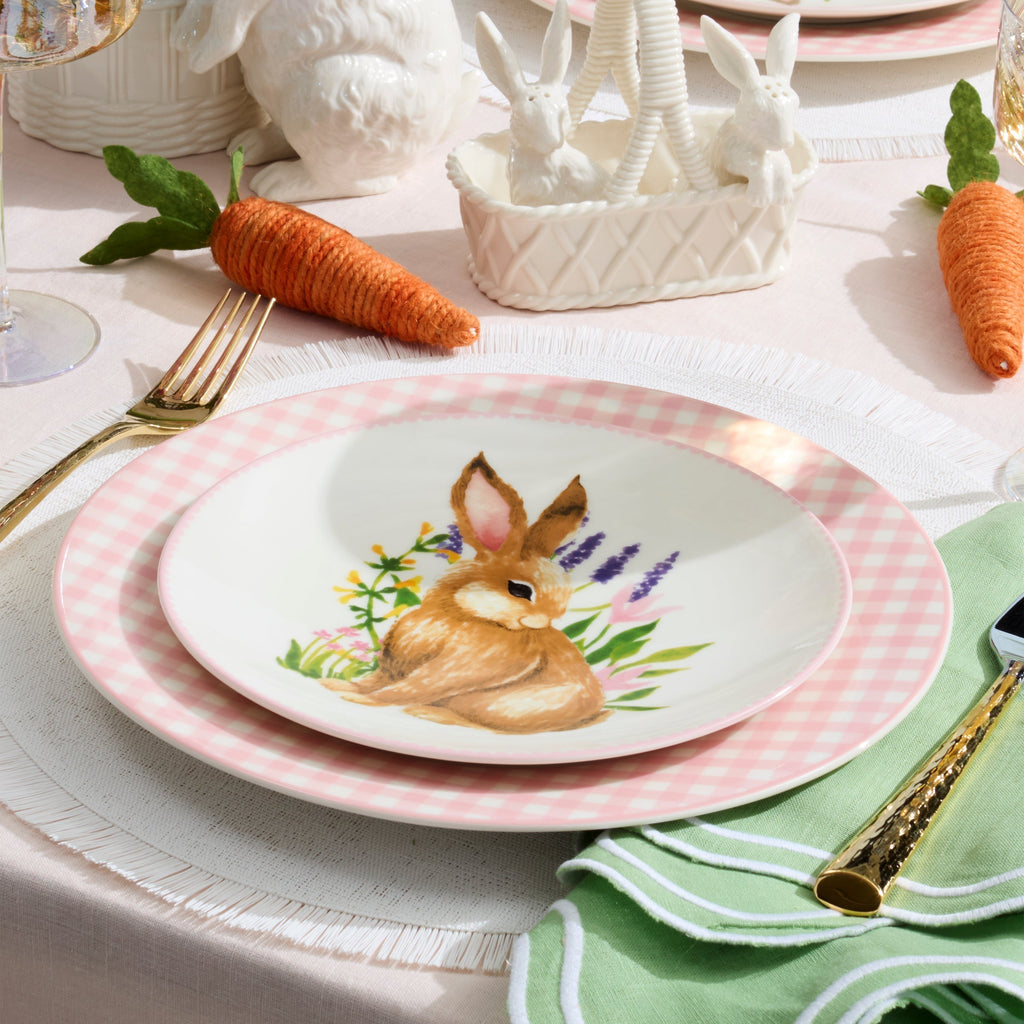 Lenox Gingham Pink Dinner Plates, Set of 4, porcelain (view 3)