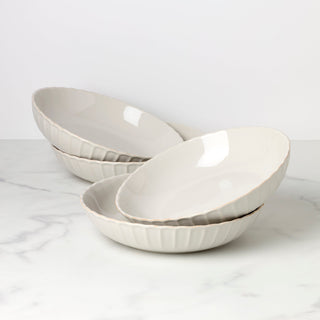 Lenox French Perle Scallop White Dinner Bowls, Set of 4, stoneware
