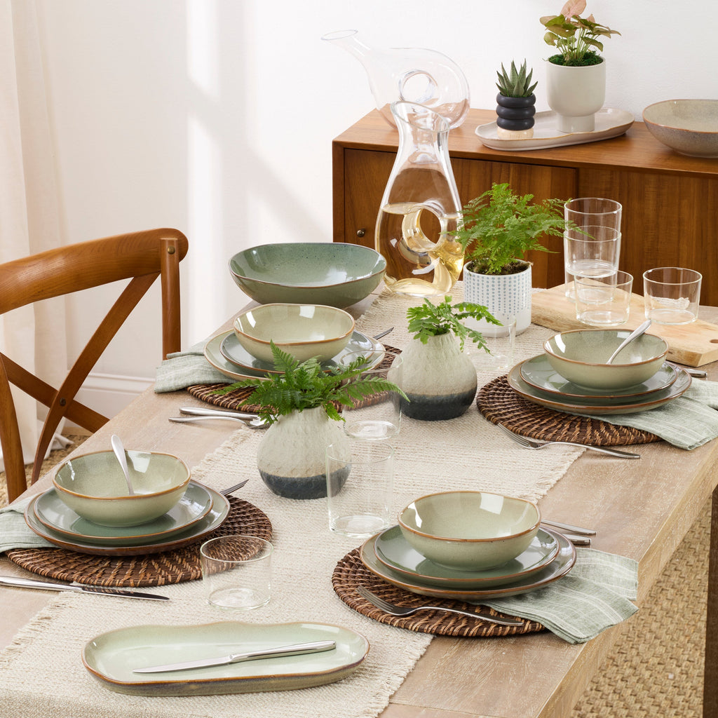 Oneida Organic Shades Sage Green 12-Piece Dinnerware Set, stoneware (view 4)