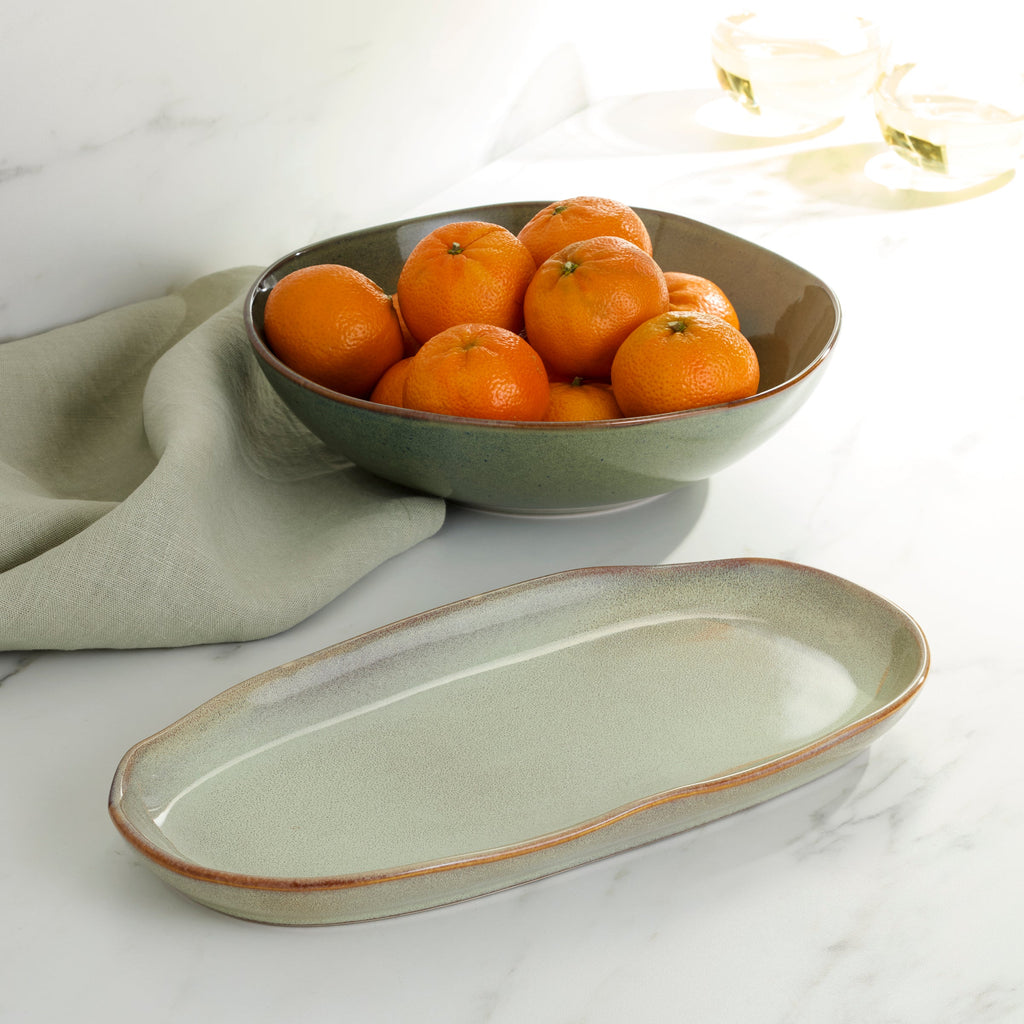 Oneida Organic Shades Sage Green 2-Piece Serving Set, stoneware (view 2)