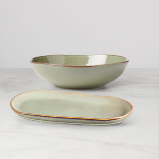 Oneida Organic Shades Sage Green 2-Piece Serving Set, stoneware