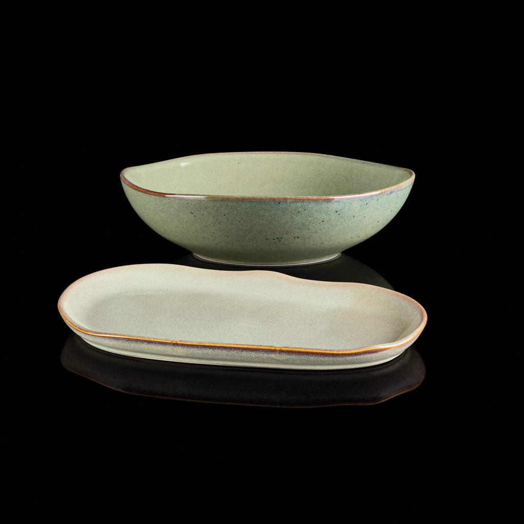 Oneida Organic Shades Sage Green 2-Piece Serving Set, stoneware (view 7)