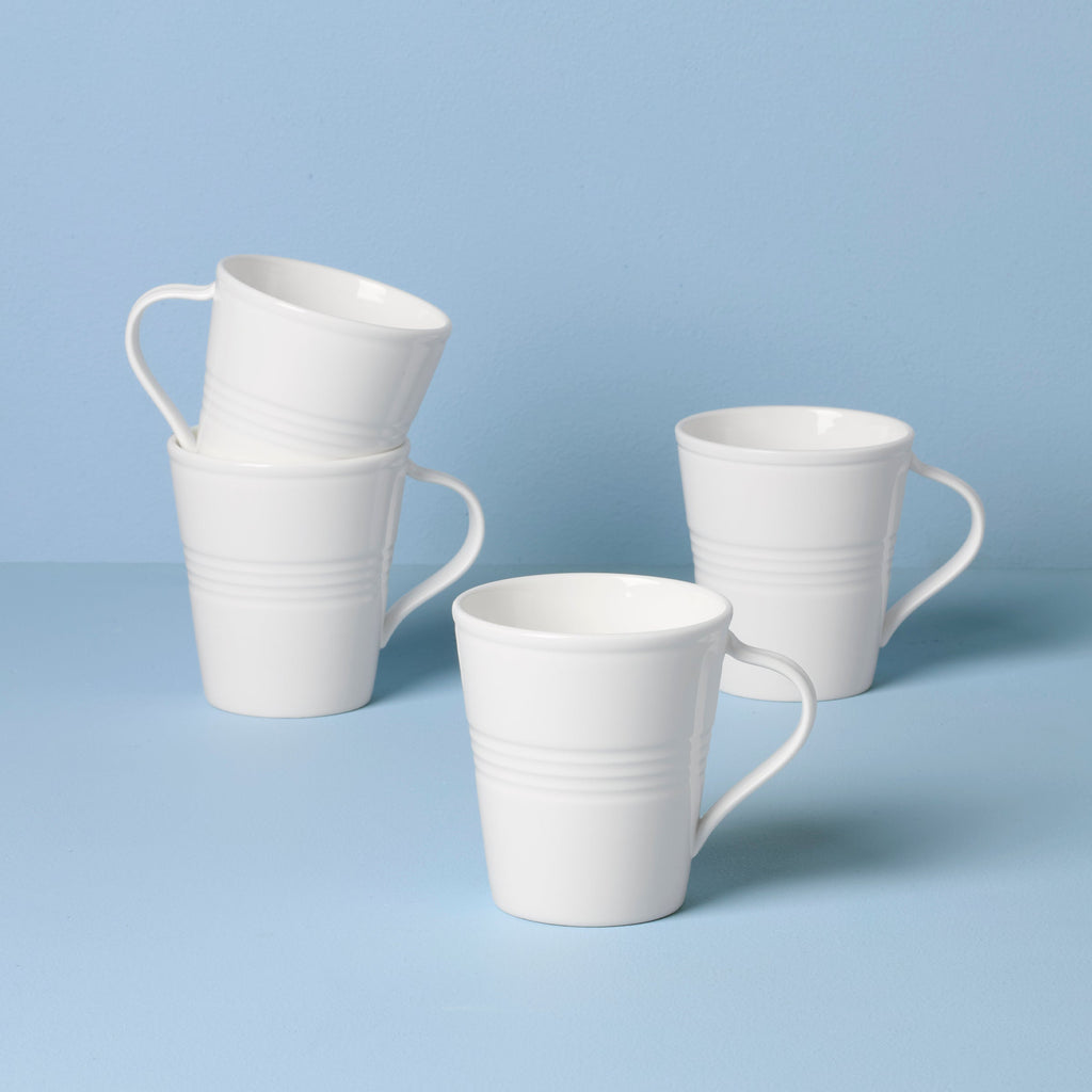 Lenox Tin Can Alley Mugs, Set of 4, porcelain