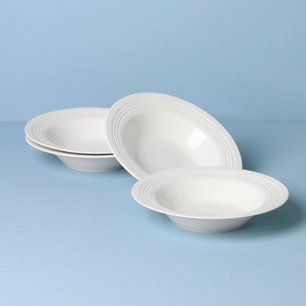 Lenox Tin Can Alley Rimmed Soup Bowls, Set of 4, porcelain