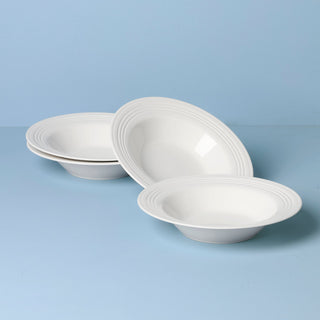 Lenox Tin Can Alley Rimmed Soup Bowls, Set of 4, porcelain