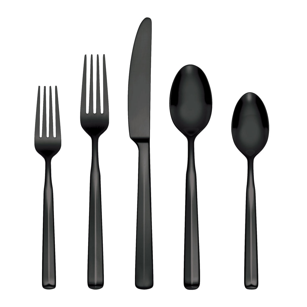 Oneida Ryder Black Satin 20-Piece Flatware Set, 18/0 stainless steel